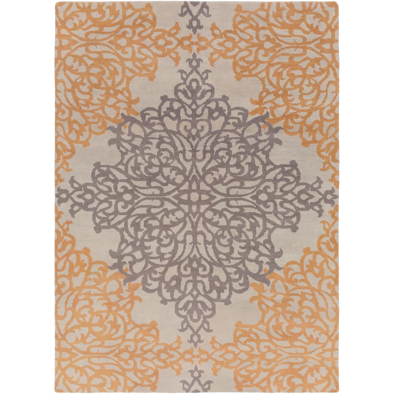 Hand-knotted Gray Castle New Zealand Wool Area Rug - 8' x 11' - 8' x 11'