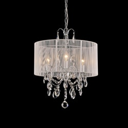 Maury White Cotton Thread and Chrome Crystal Chandelier