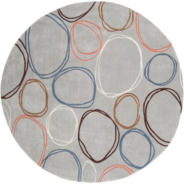 Shop Handtufted Grey Hillsborough East Geometric Circles Area Rug 8