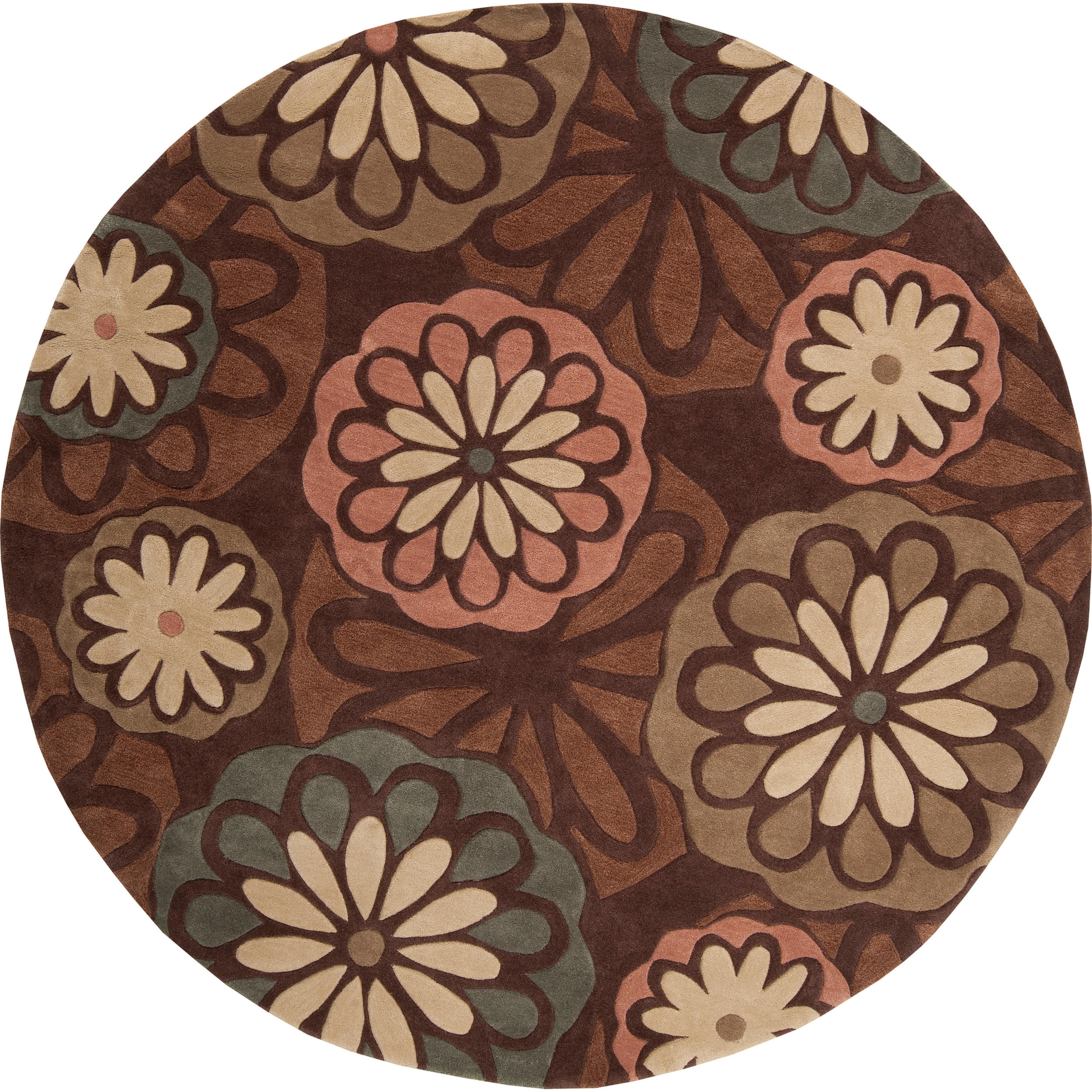 Hand tufted Tan Hillsborough East Floral Medallion Rug (8 Round)