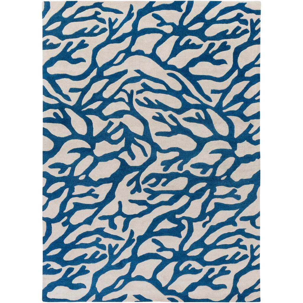 Hand-tufted Navy Bacelot Bay Beach Inspired Wool Area Rug - 8' x 11'