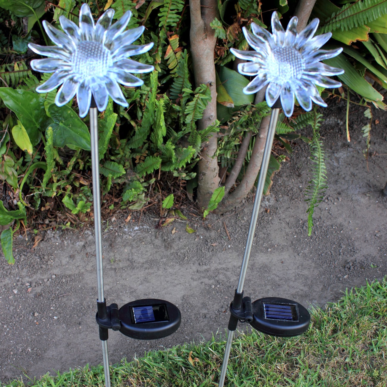 Shop Sunflower Solar Change Color Garden Stakes (Set of 2) - Free