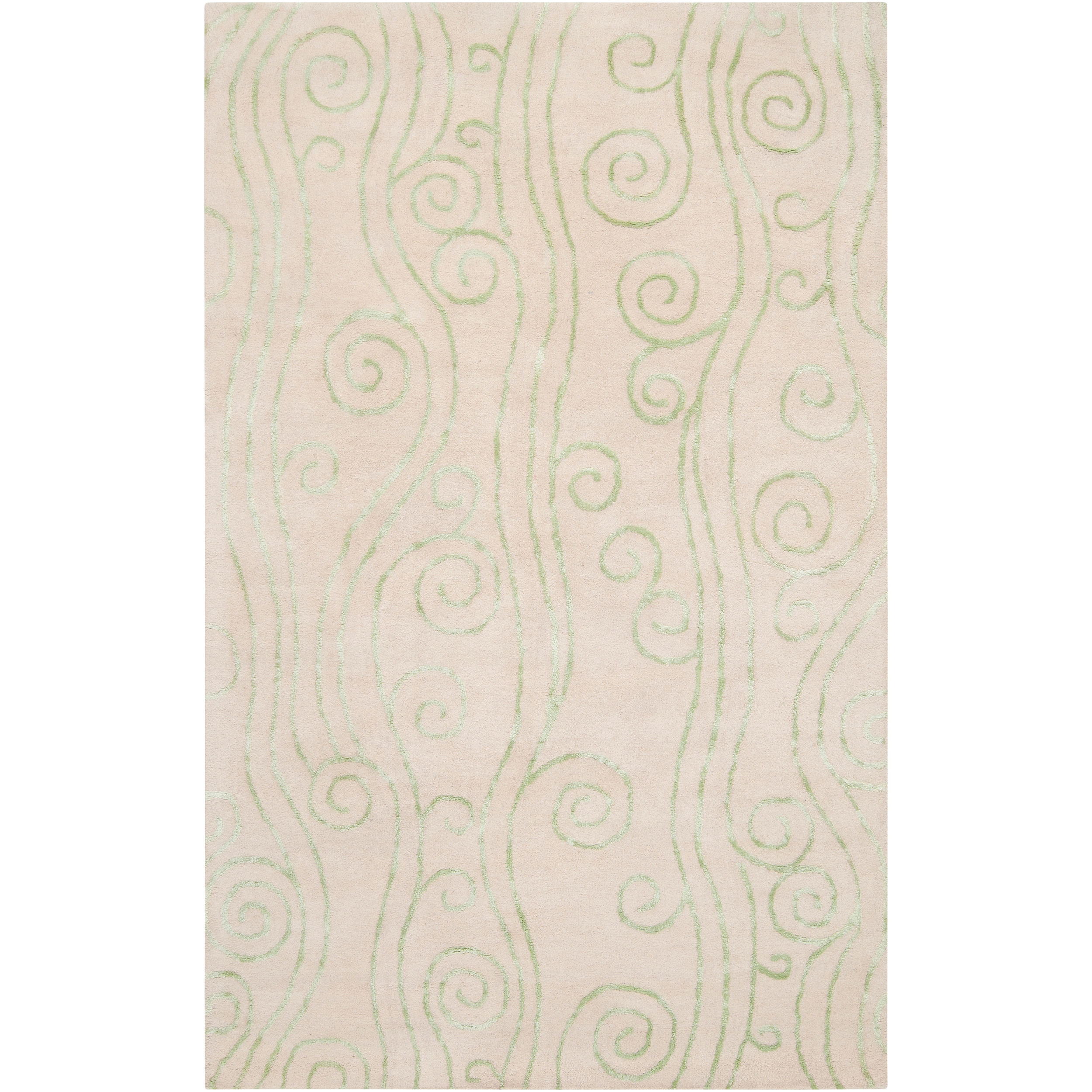 Abstract Somerset Bay Hand tufted Bacelot Bay Green Beach inspired Wool Rug (5 X 8)