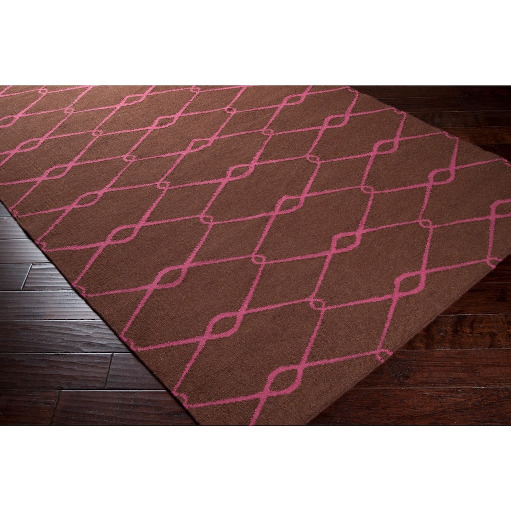 Hand-woven Pink Faller Wool Area Rug - 2'6" x 8' Runner - 2'6" x 8' Runner