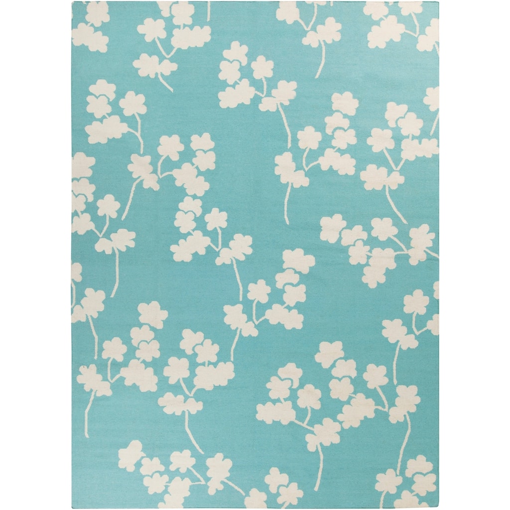 Hand-woven Blue Faller Wool Area Rug - 8' x 11'