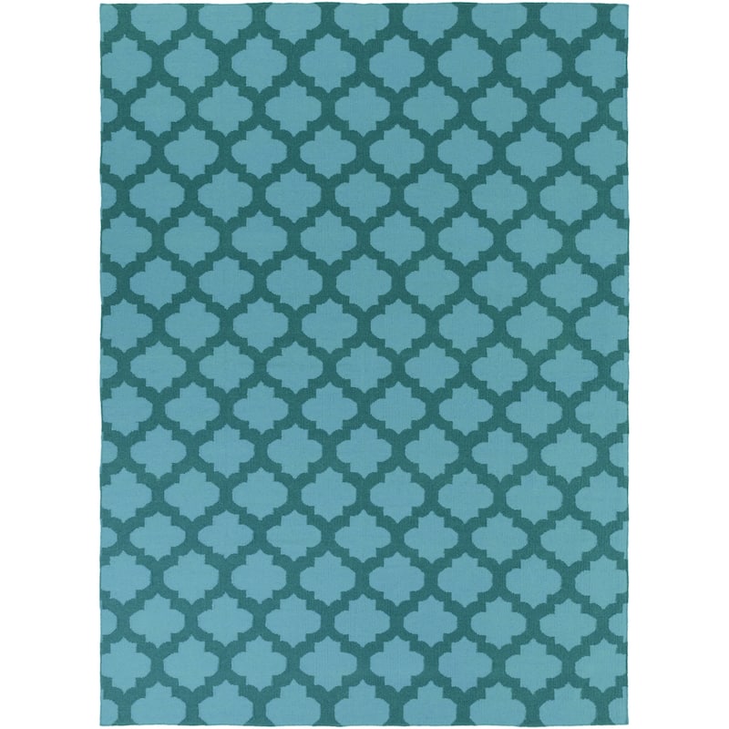 Hand-woven 'Caroni' Blue Wool Area Rug - 8' x 11'/Surplus - Sea Blue - 8' x 11'/Surplus - Rectangle