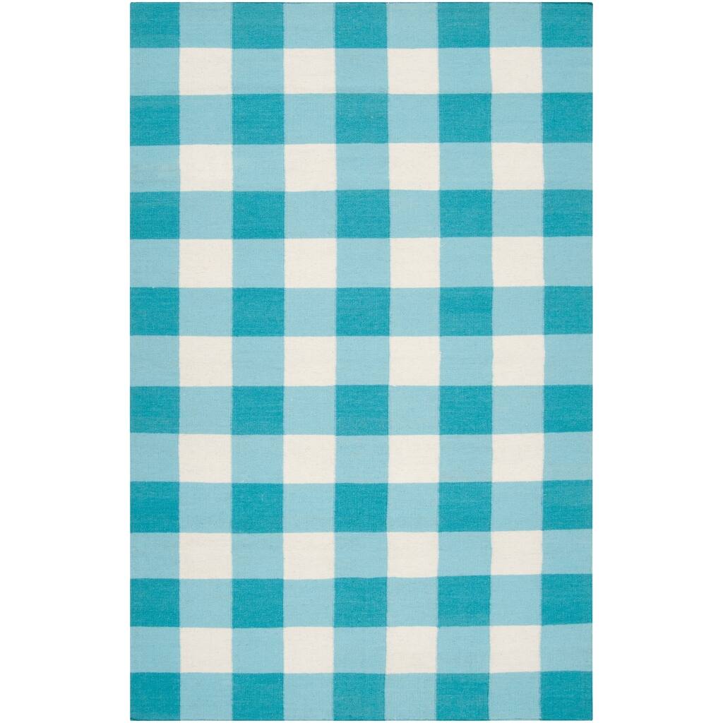 Hand-woven 'Hapac' Blue Wool Area Rug - 8' x 11'