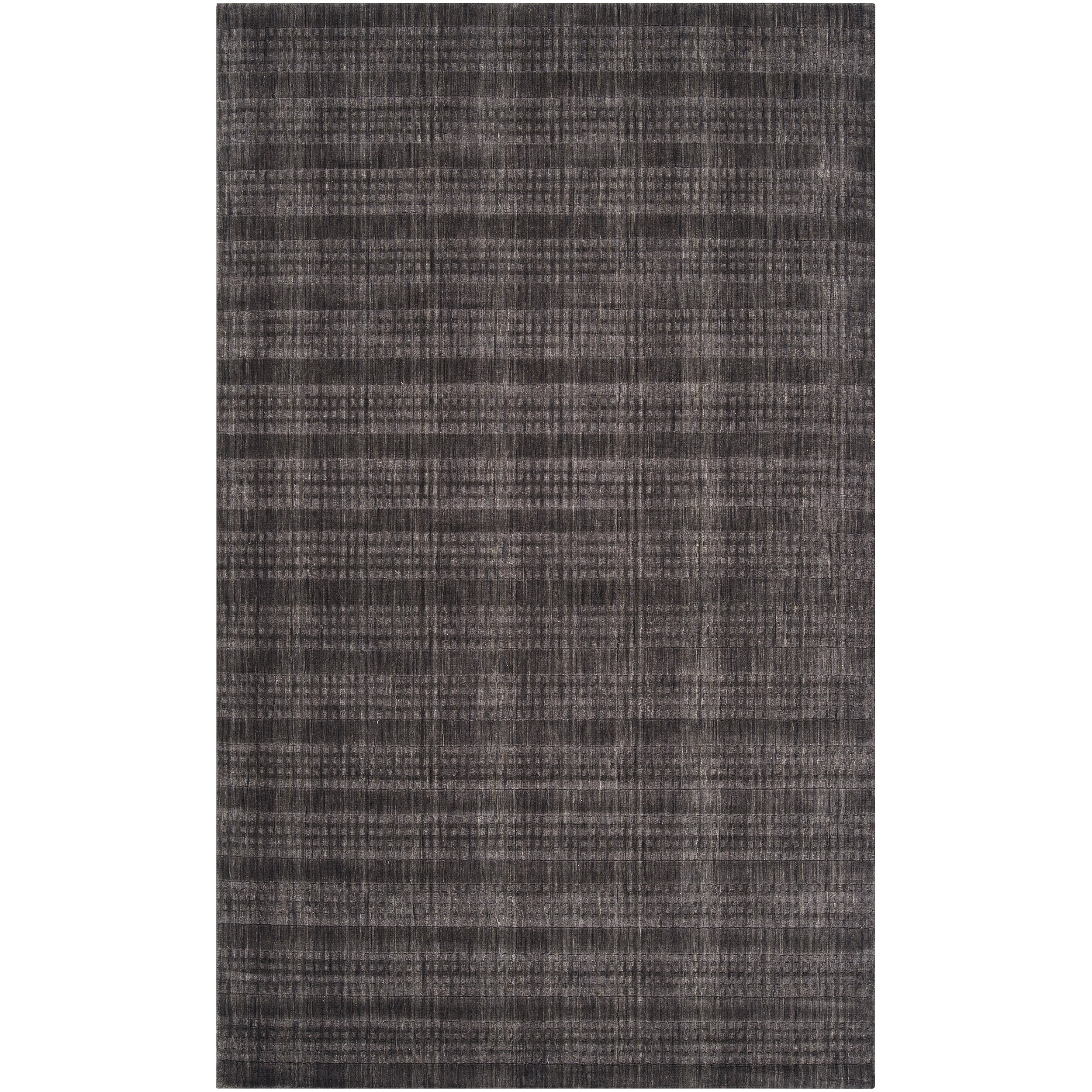 Hand crafted Solid Black Casual Indus Valley Wool Rug (33 X53)
