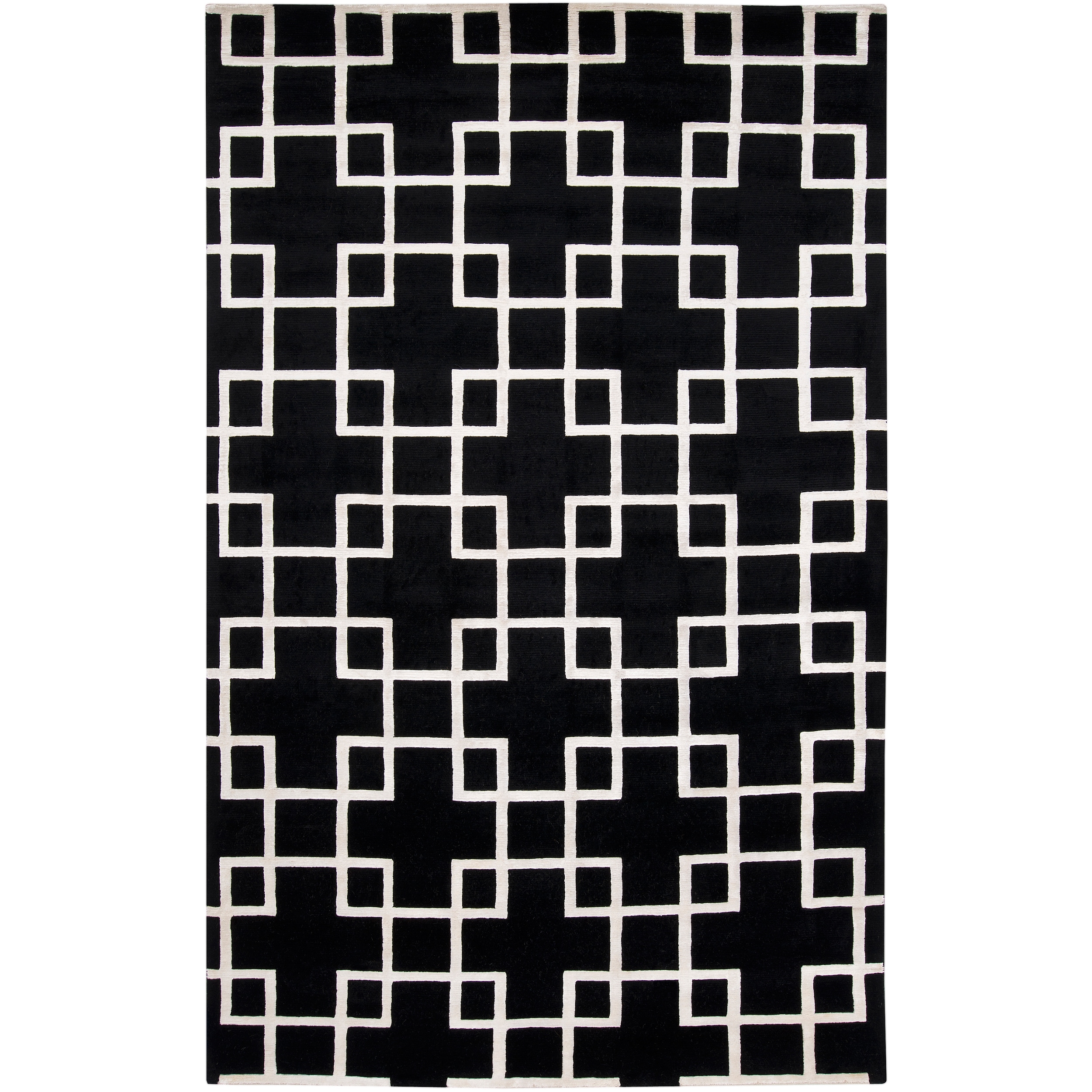 Hand knotted Diego Martin Black Geometric Wool Rug (8 X 11)