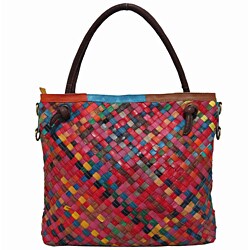 Shop Amerileather Rainbow Weaver Leather Tote Bag - Free Shipping Today ...