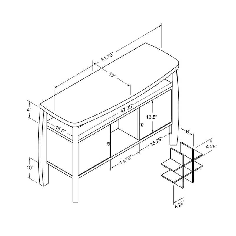 Furniture of America True Modern 51-inch Cappuccino 1-shelf Buffet Table