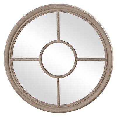 Distressed Taupe Windowpane Accent Mirror