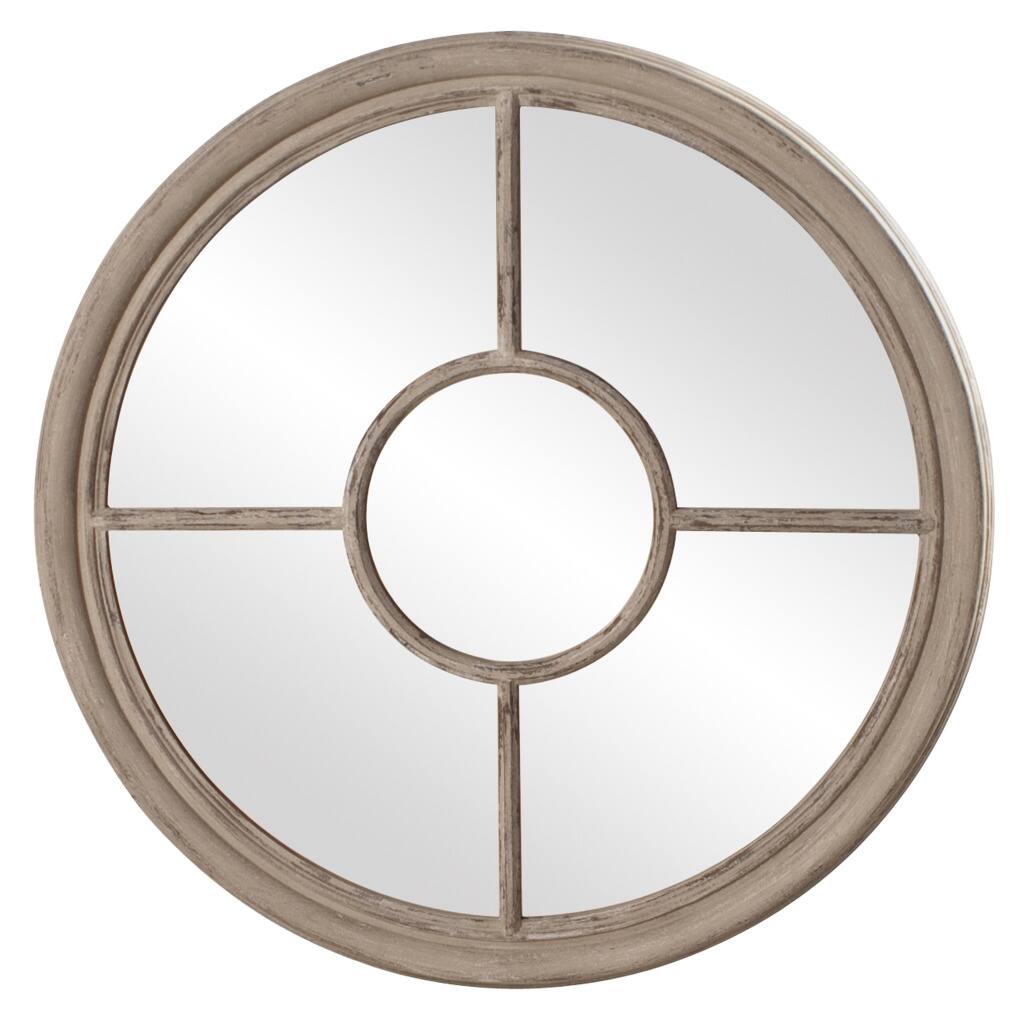 Distressed Taupe Windowpane Accent Mirror