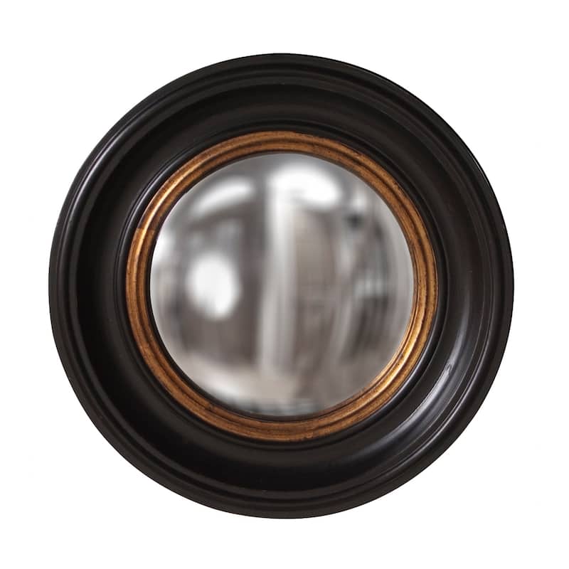 Allan Andrews Round Black Wood Framed Convex Albert Wall Mirror