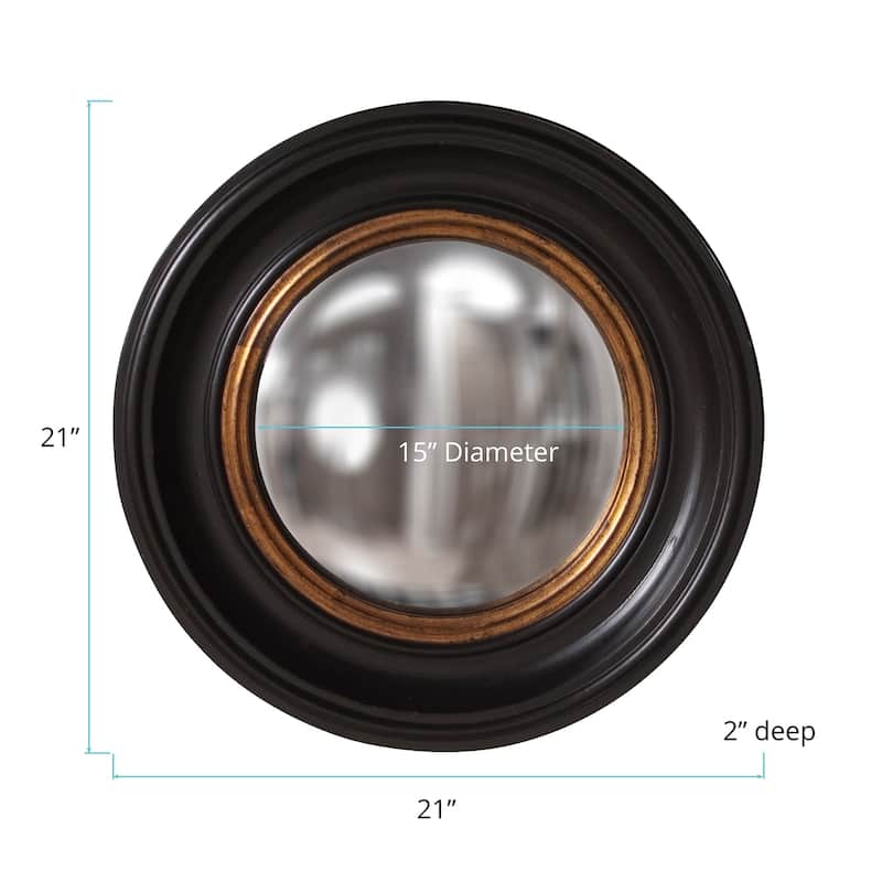 Allan Andrews Round Black Wood Framed Convex Albert Wall Mirror