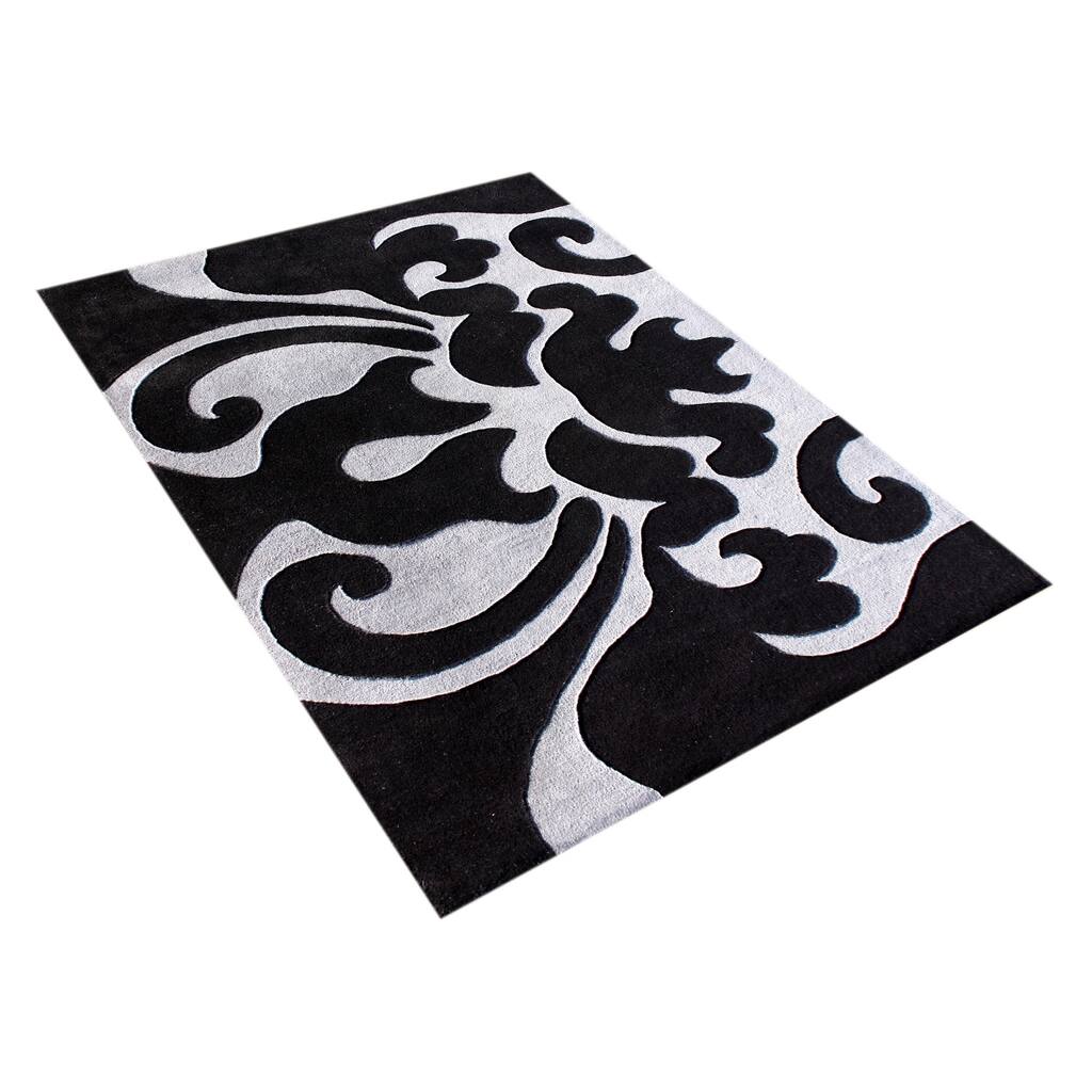 Alliyah Handmade Black New Zealand Blend Wool Rug (5 x 8) - 5' x 8'