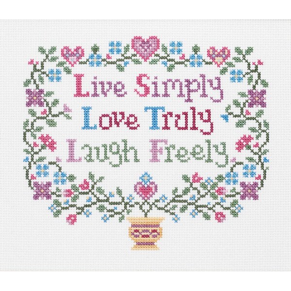 Live, Love, Laugh Counted Cross Stitch Kit-8"X7" 14 Count ...