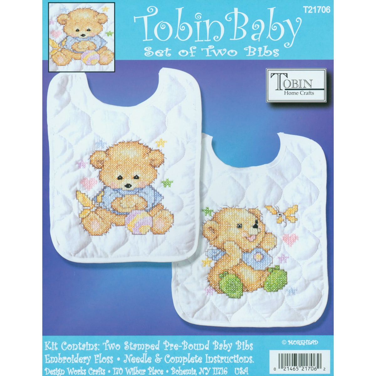 stamped cross stitch baby bibs