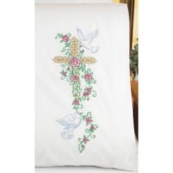 Victorian Cross Pillowcase Pair Stamped Embroidery Janlynn Cross Stitch Kits