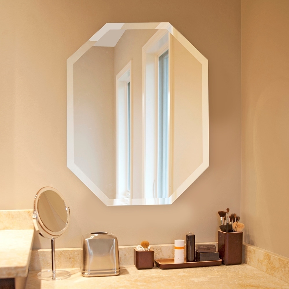 Frameless Beveled Octagonal Wall Mirror 22 X 28 Overstock 6770877