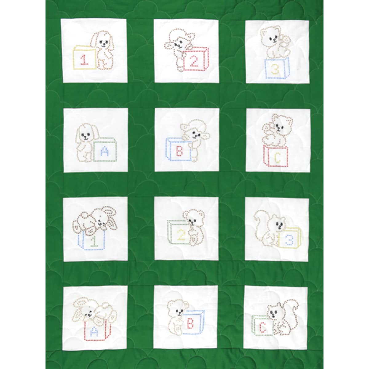 Stamped White Nursery Quilt Blocks 9x9 12/pkg cross Stitch Friends