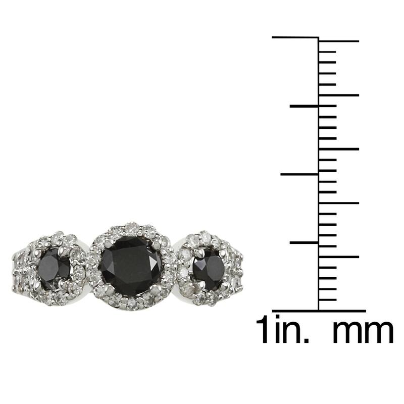Auriya 14k Gold 1 1/5ctw 3-Stone Black Diamond Ring (G-H, I1-I2)