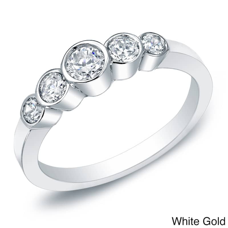 Auriya 14k Gold 1/2ctw 5-Stone Diamond Wedding Band - White - 4
