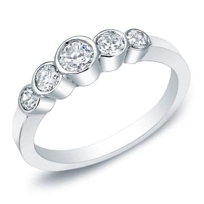 Auriya 14k Gold 1/2ctw 5-Stone Diamond Wedding Band