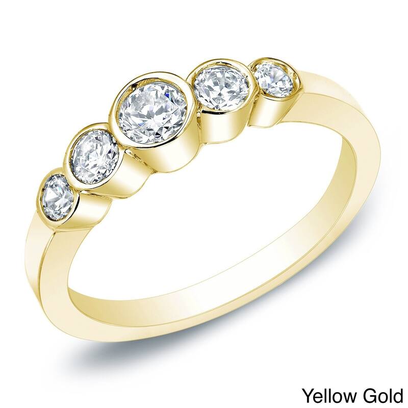 Auriya 14k Gold 1/2ctw 5-Stone Diamond Wedding Band - Yellow - 9.5