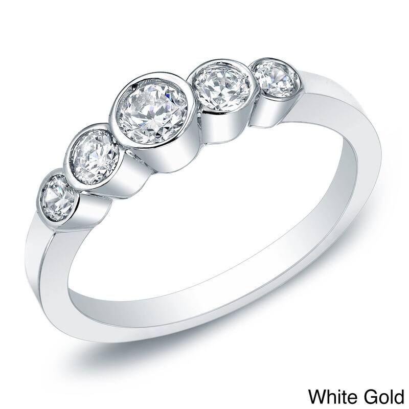 Auriya 14k Gold 1/2ctw 5-Stone Diamond Wedding Band - White - 10