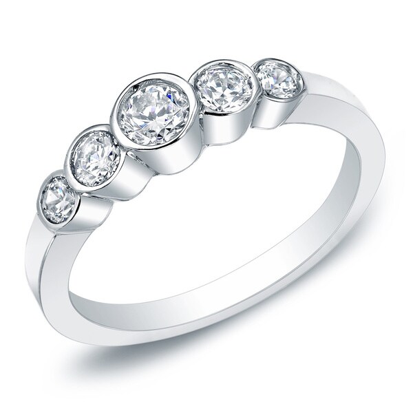 Auriya 14k Gold 1/2ct TDW Five-stone Bezel Diamond Ring
