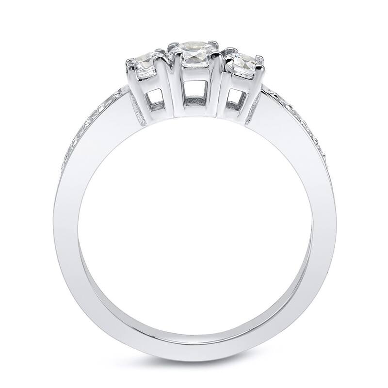 Auriya 10k Gold 1/2ctw Round 3-Stone Diamond Engagement Ring