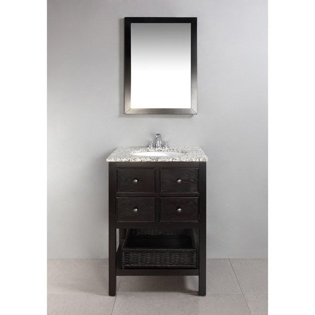 Wyndenhall New Haven Espresso Brown 24 inch Bath Vanity With 2 Drawers And Dappled Grey Granite Top Espresso Size Single Vanities