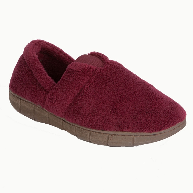 Muk Luks Womens Petal Spiral Burgundy Fleece Espadrille Slippers