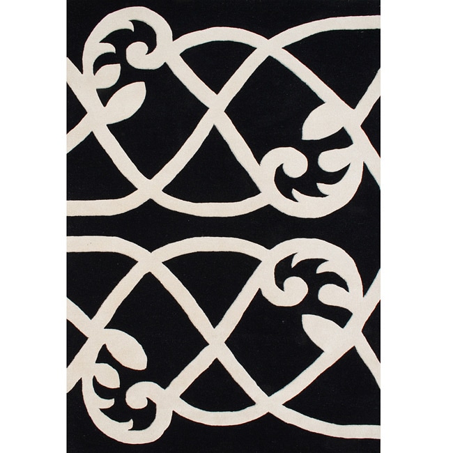 Alliyah Handmade Jet Black New Zealand Wool Rug (5 X 8)