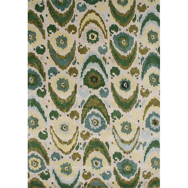 Alliyah Handmade Olive Green New Zealand Blend Wool Rug (5 x 8) - 5' x 8'