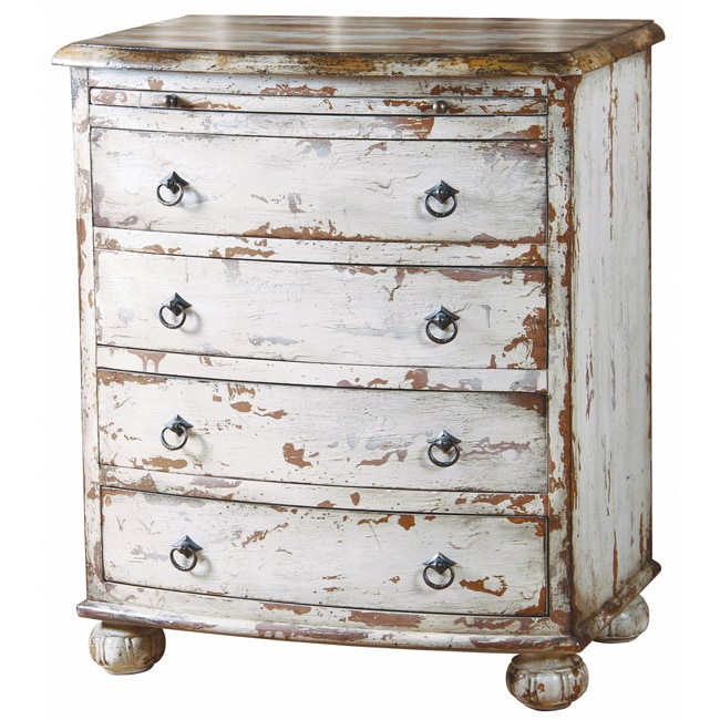 Handpainted Distressed Antique White Chest Free Shipping Today