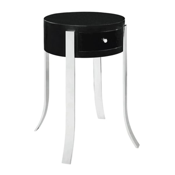 Round Drum Black Lacquer Accent Table - Overstock - 6771495