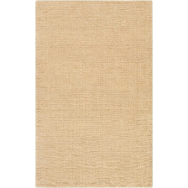 Hand-crafted Solid Beige Casual Mantra Wool Area Rug - 5' x 8'