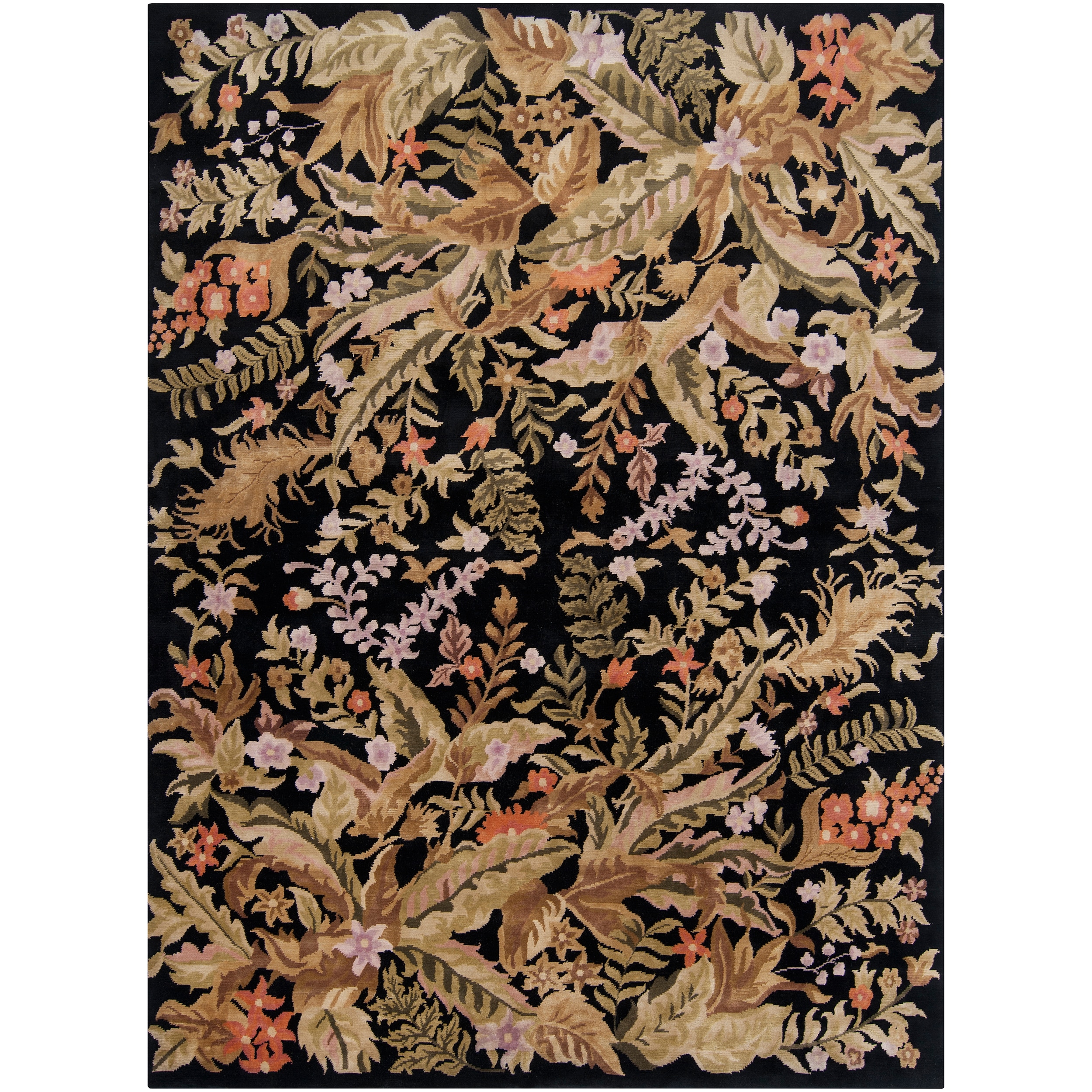 Hand knotted Multicolored La Crosse Geometric Semi worsted Wool Floral Rug (8 X 11)