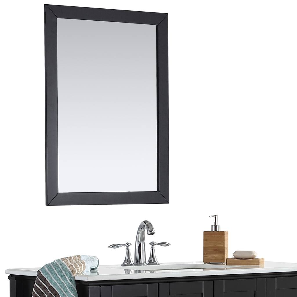 WYNDENHALL Windham 22 x 30 Black Bath Vanity Decor Mirror - 22 W x 1 D x 30 H