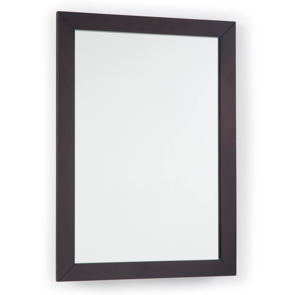 WYNDENHALL New Haven 22 inch x 30 inch Bath Vanity Décor Mirror in Dark Walnut Brown - 22"w x 1"d x 30"h