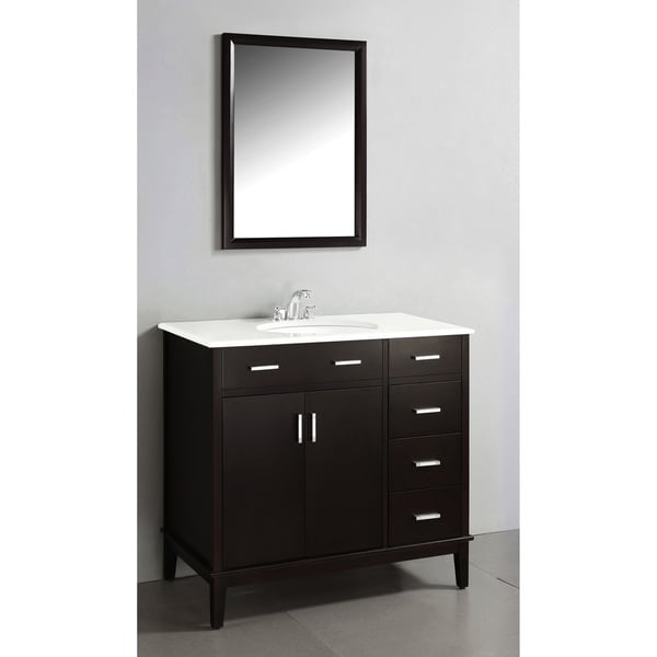 Oxford Dark Espresso Brown 36-inch Bath Vanity with 2 Doors and White ...