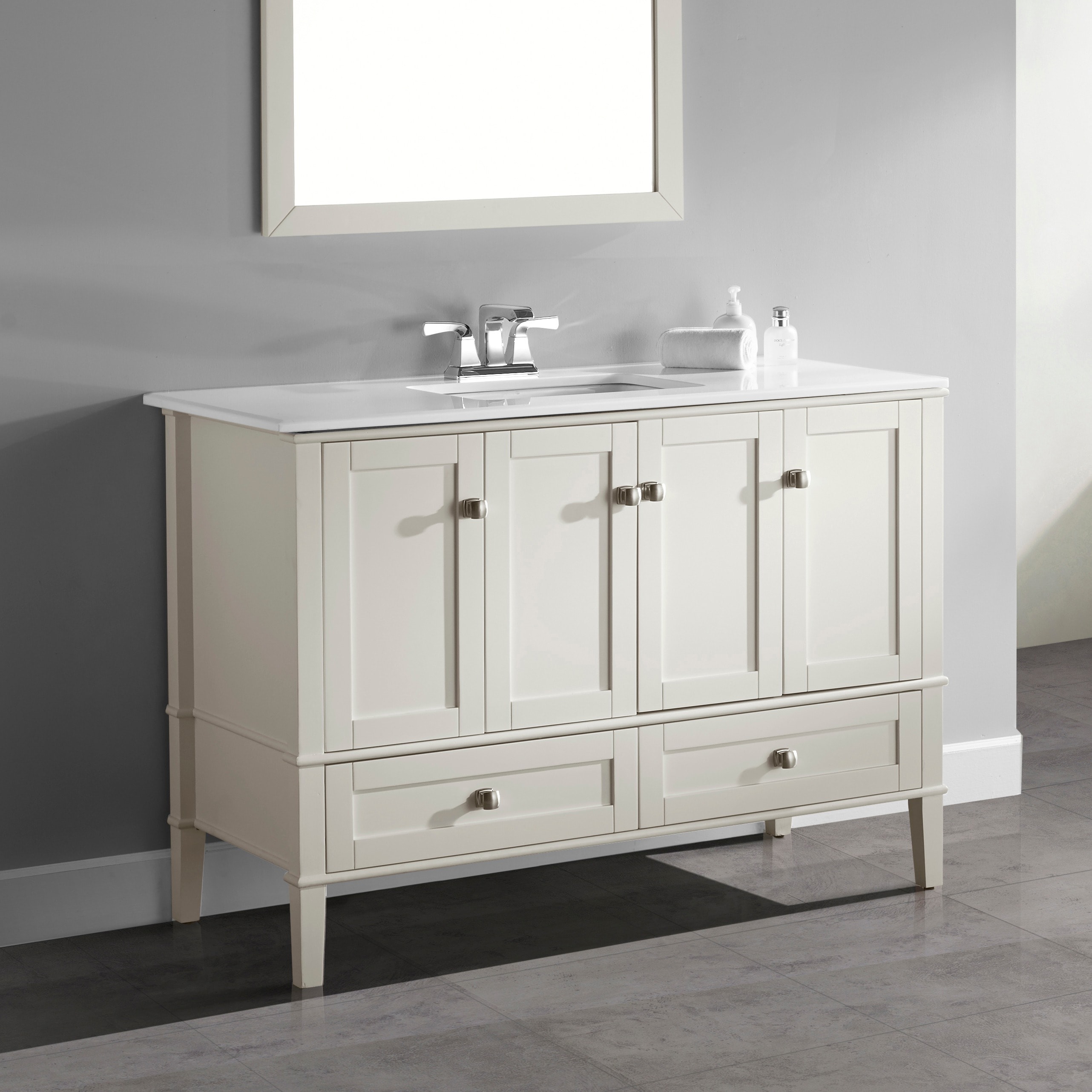 Shop WYNDENHALL Windham Soft White 48-inch 2-door 2-drawer Bath Vanity 48 inch white bathroom vanity cabinets