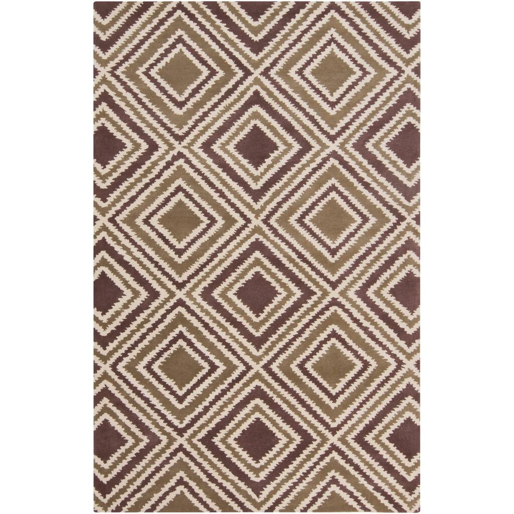 Hand-tufted Olive New York Ave Geometric Diamond Wool Area Rug - 9' x 13' - 9' x 13'