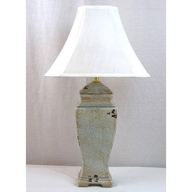 Distressed Grey Crackle Porcelain Table Lamp