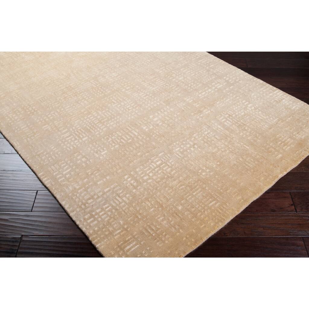 Hand-knotted Tan South Hampton Abstract Design Wool Area Rug - 2'6" x 10' Runner