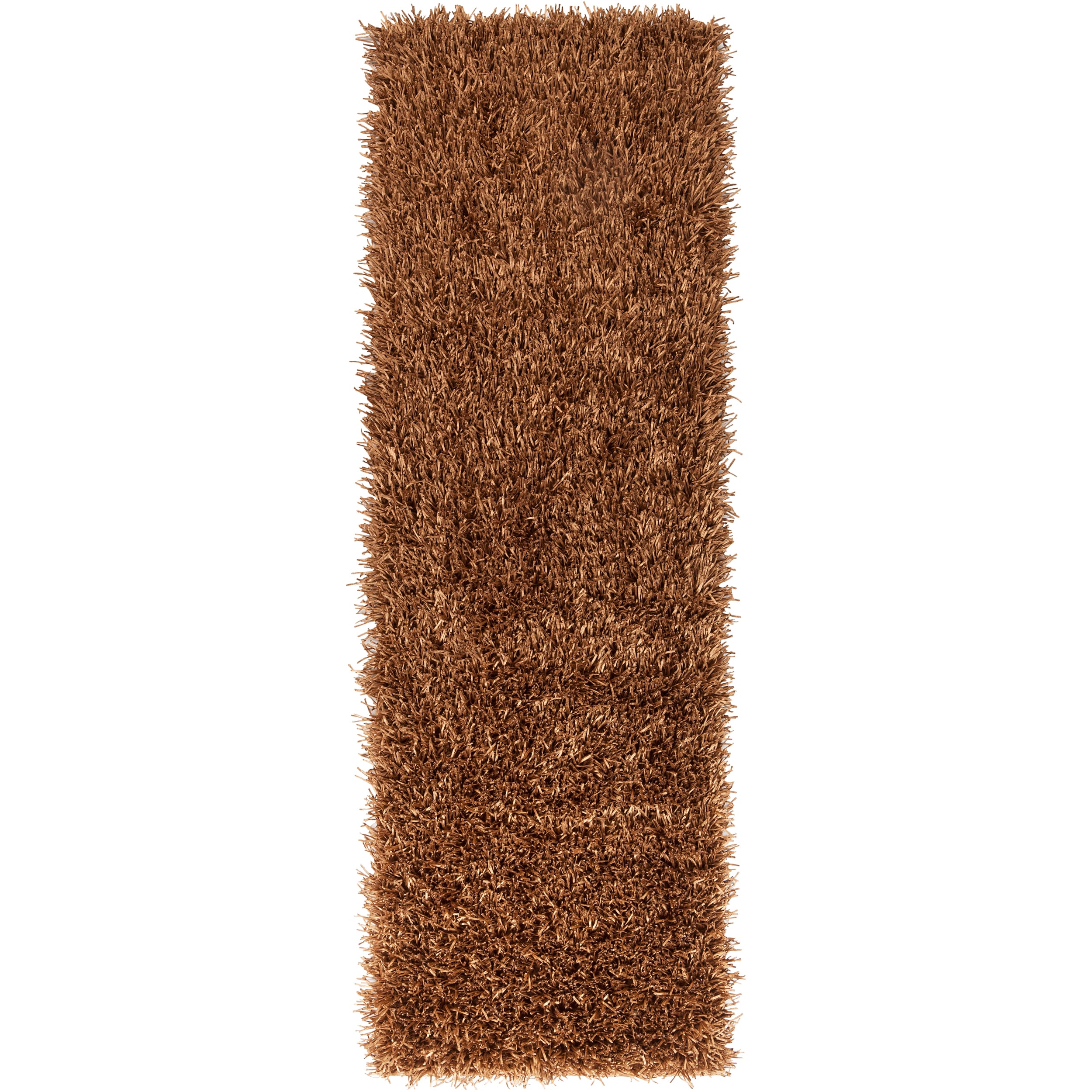 Handwoven Brown South Hampton Soft Plush Shag Polyester Rug (26 X 8)