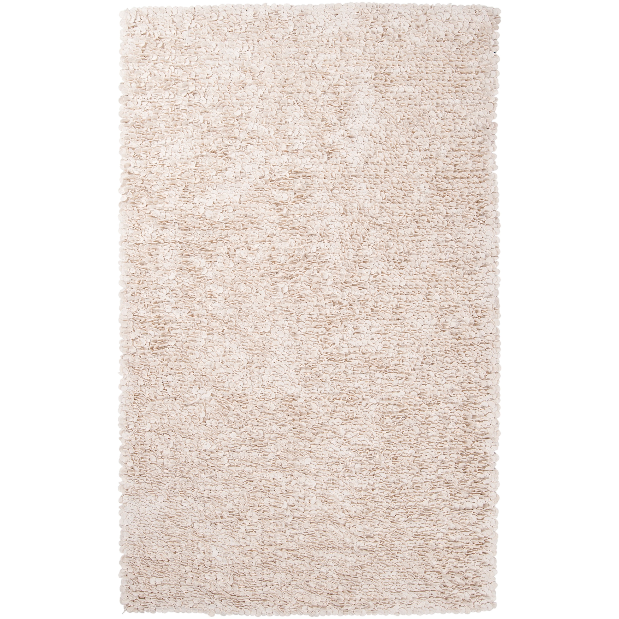 Hand woven White Eau Claire New Zealand Wool Shag Rug (2 X 3)