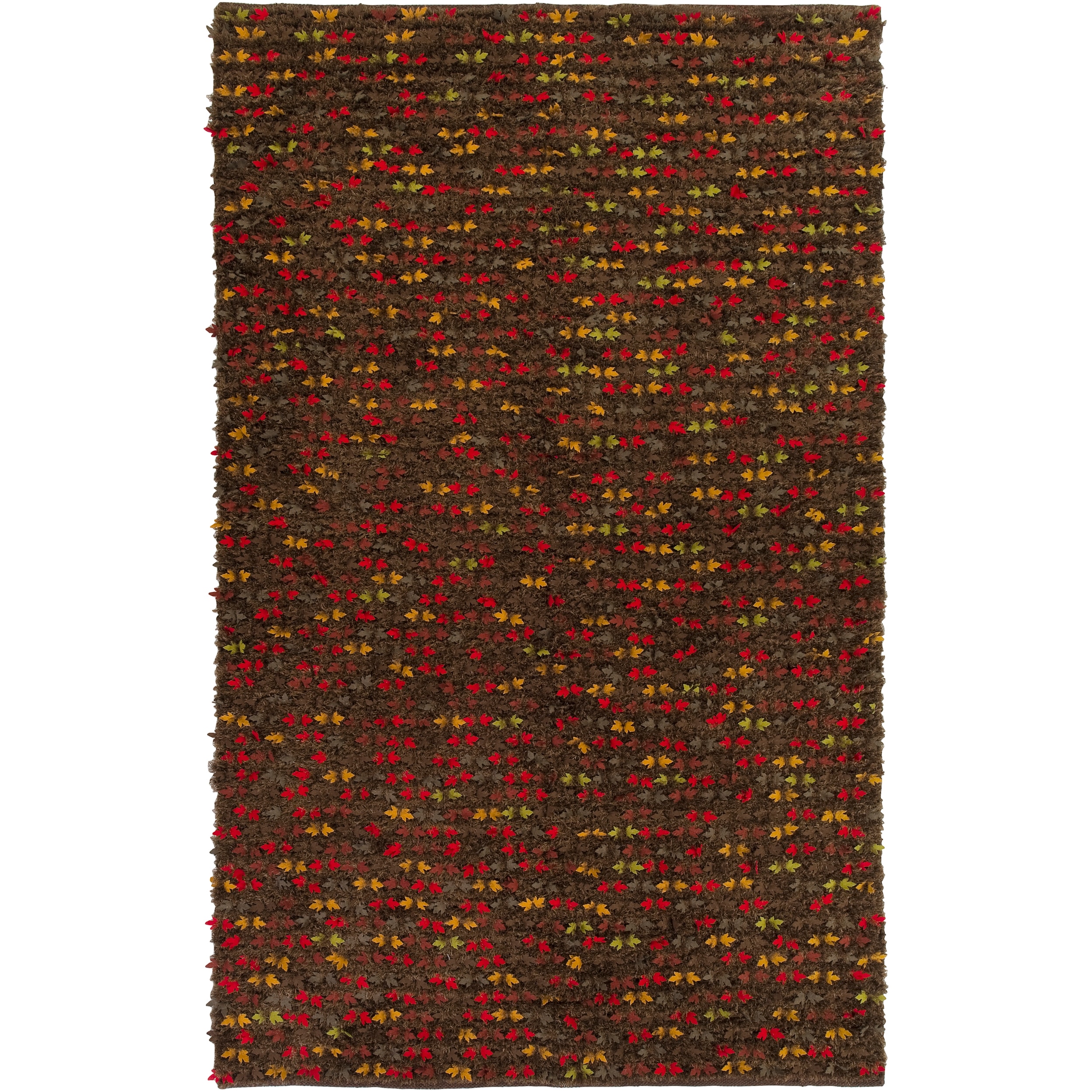 Hand woven Multi Coloredcolored Calurnet Fall Leaves Shag Zealand Wool Rug (2 X 3)